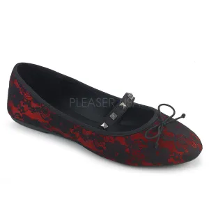 Gothic Ballet Red Satin Flats