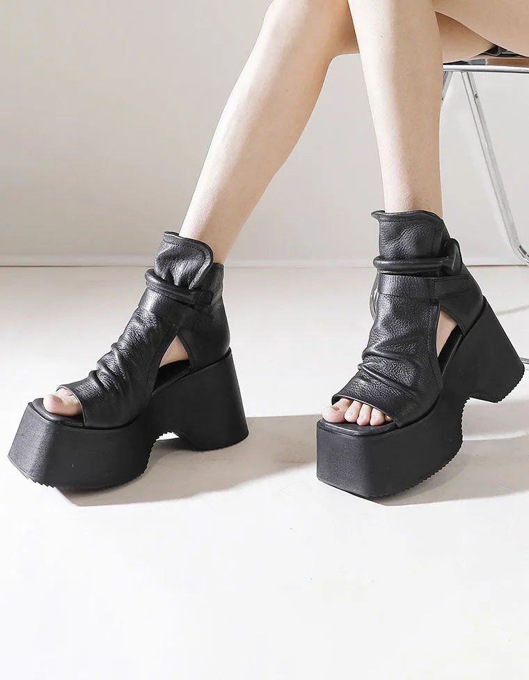 Handmade Retro Open Toe Platform Sandals