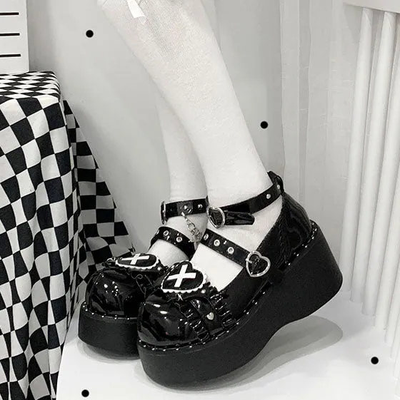 Harajuku Heart Strap Loli Platform Shoes SD01798