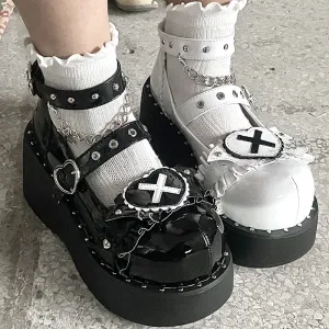 Harajuku Heart Strap Loli Platform Shoes SD01798