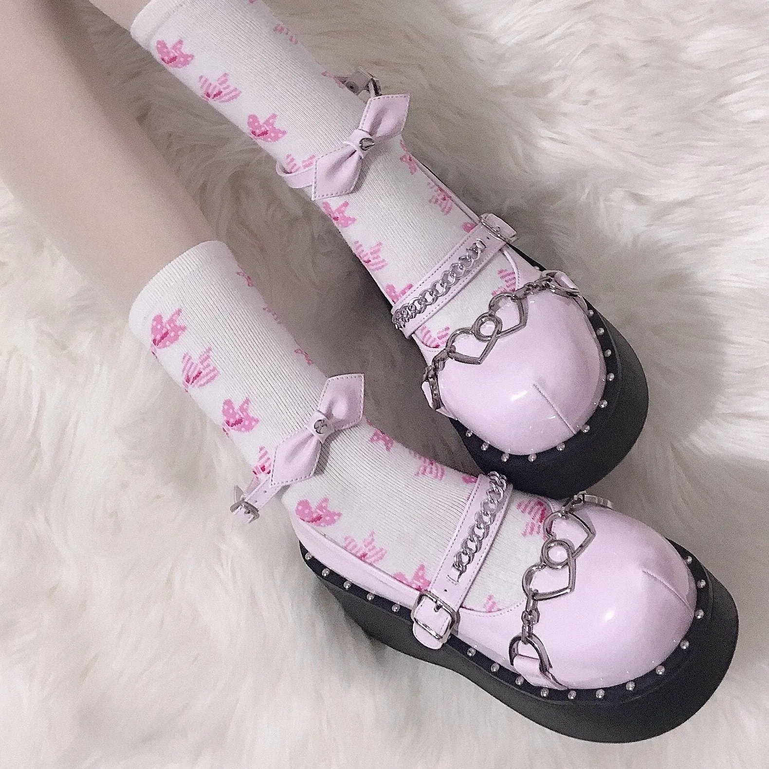 Harajuku Punk Heart Buckle Platform Shoes SD01187