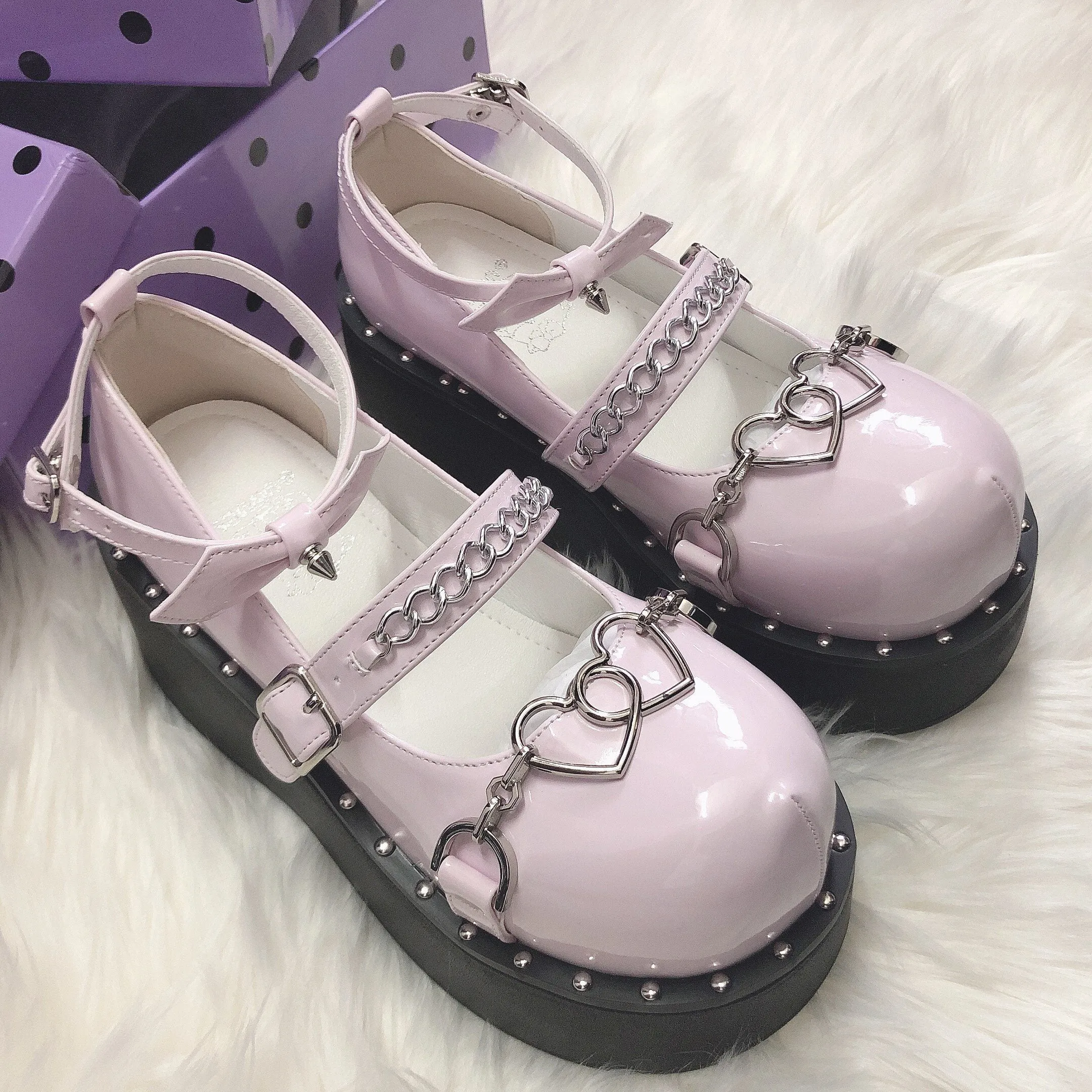 Harajuku Punk Heart Buckle Platform Shoes SD01187