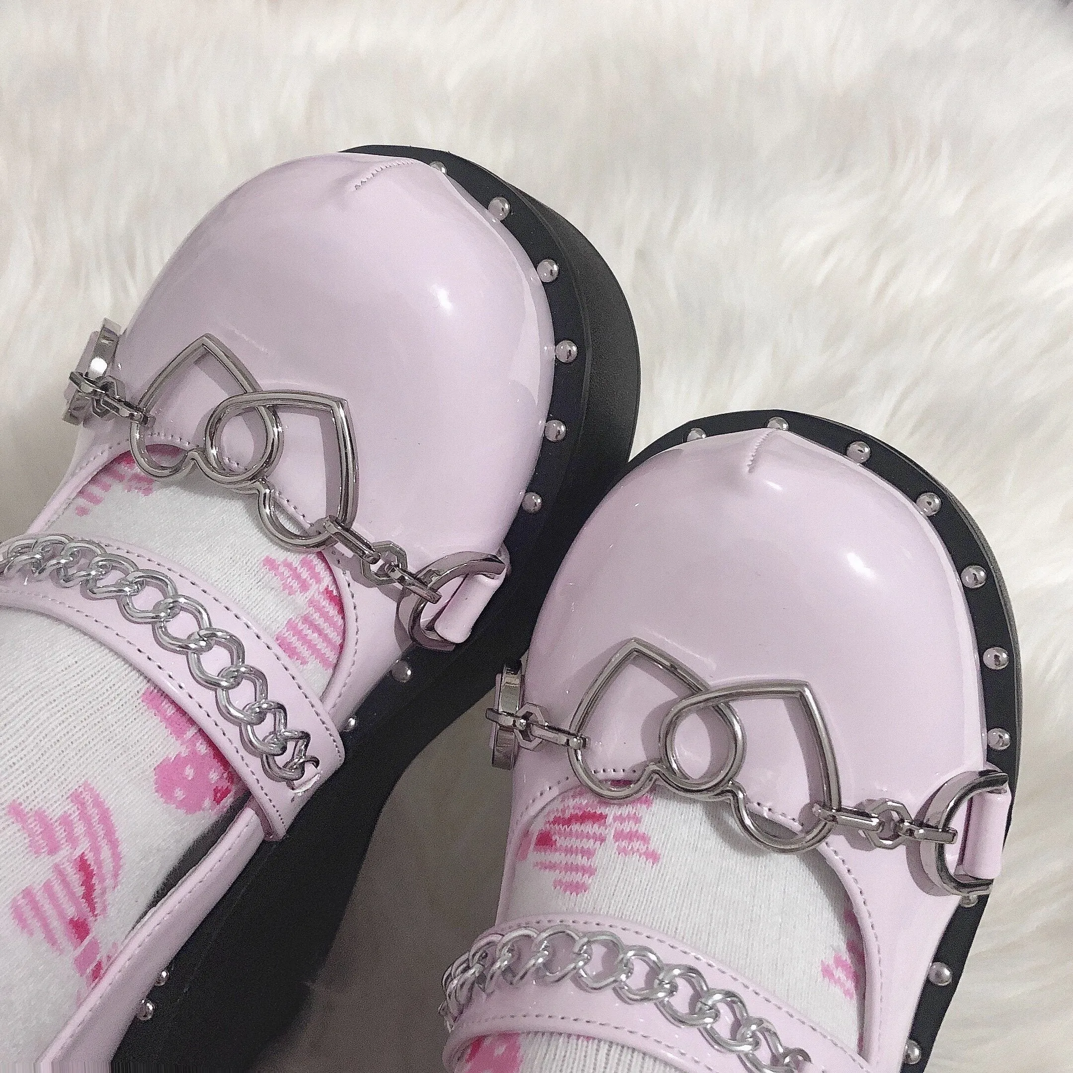 Harajuku Punk Heart Buckle Platform Shoes SD01187