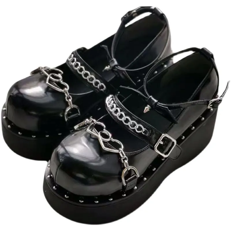 Harajuku Punk Heart Buckle Platform Shoes SD01187