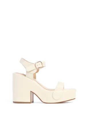 Iris Platform Sandal in Cream Nappa Leather