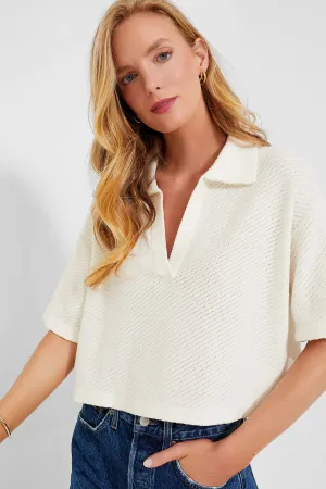 Ivory Pointelle Knit Gia Polo