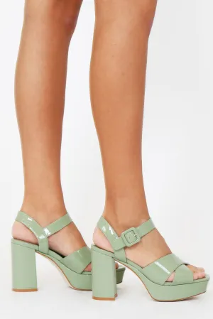 JEFFREY CAMPBELL | Amma Platform Sandal - Dusty Green Patent