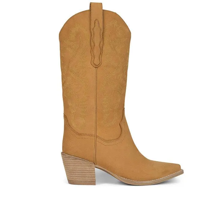 JEFFREY CAMPBELL - TAN NUBUCK DAGGET BOOTS