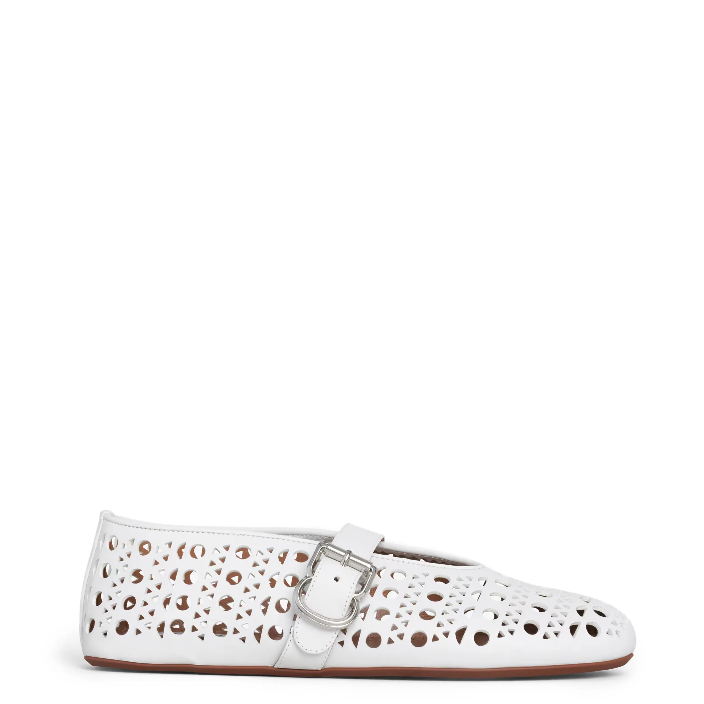 Laser Cut Ballet Flats, White