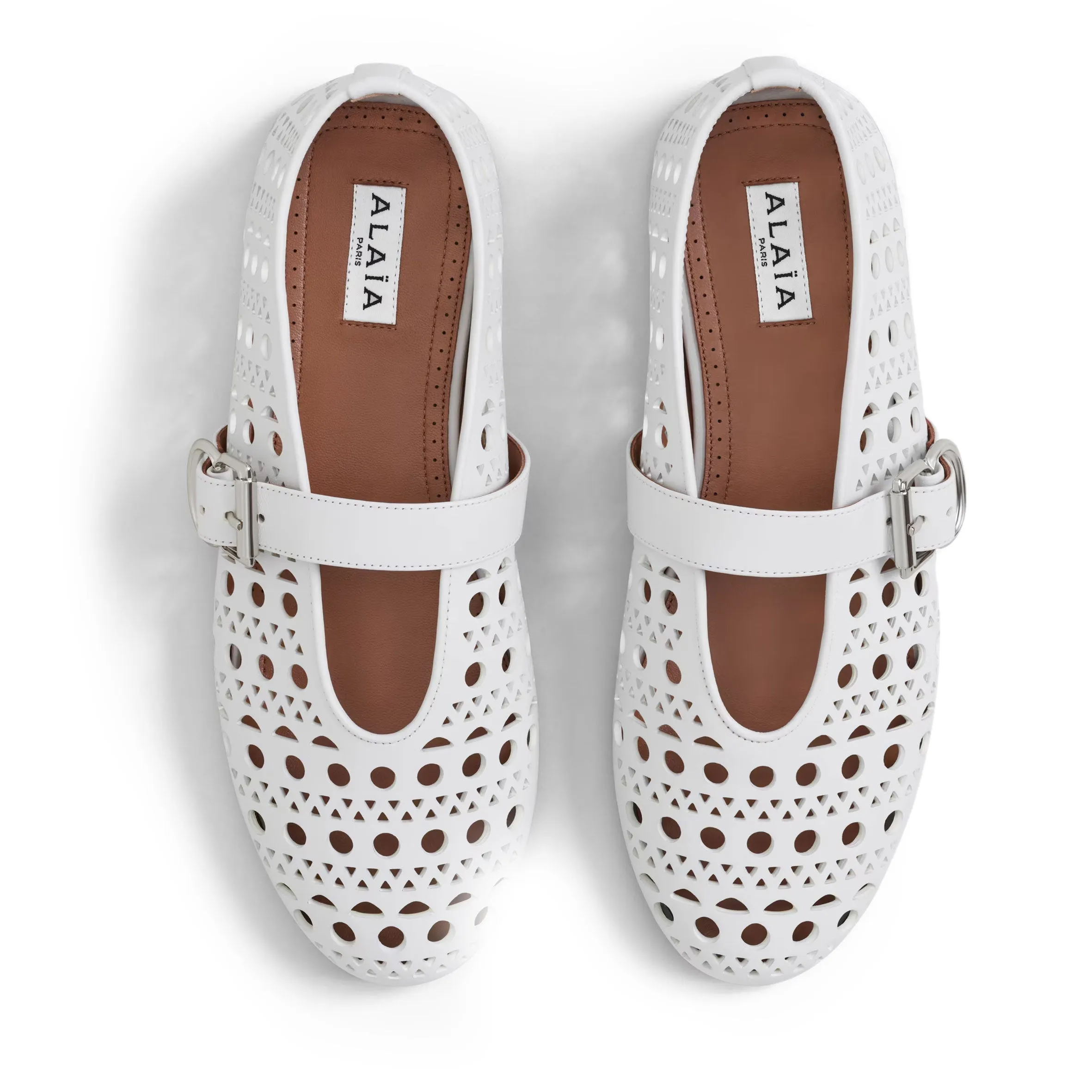 Laser Cut Ballet Flats, White