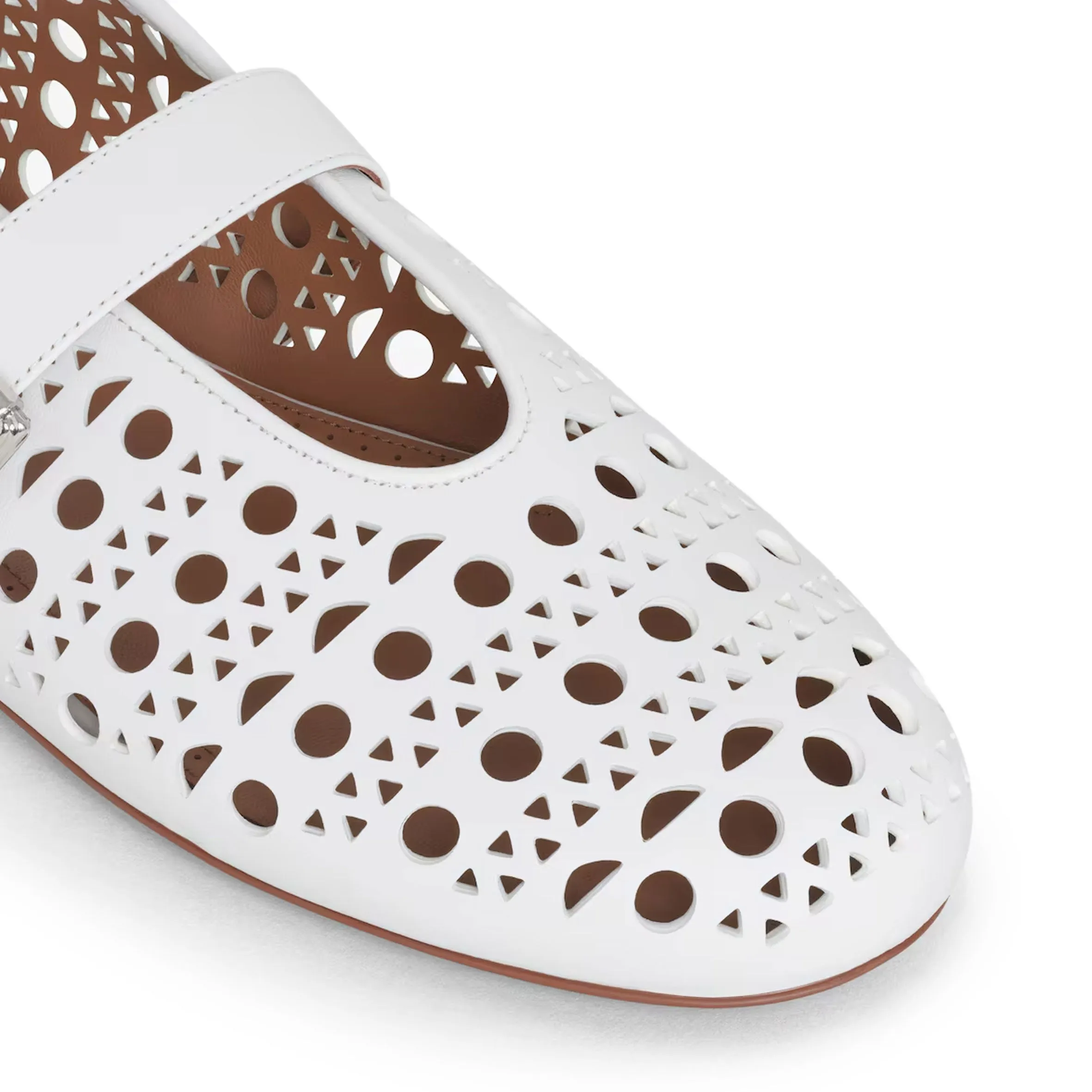 Laser Cut Ballet Flats, White