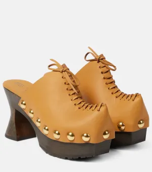 Leather platform clogs 50 Etro, brown