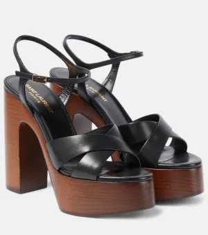 Leather platform sandals bianca 85 Saint Laurent, black