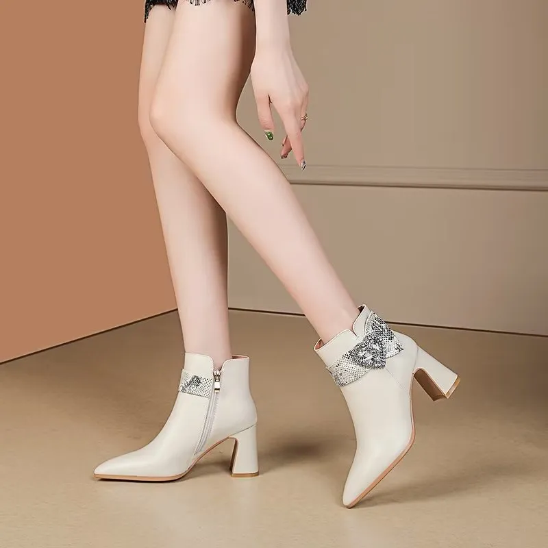 LeatherLuxe Chic Pointed Toe High Heeled Boots