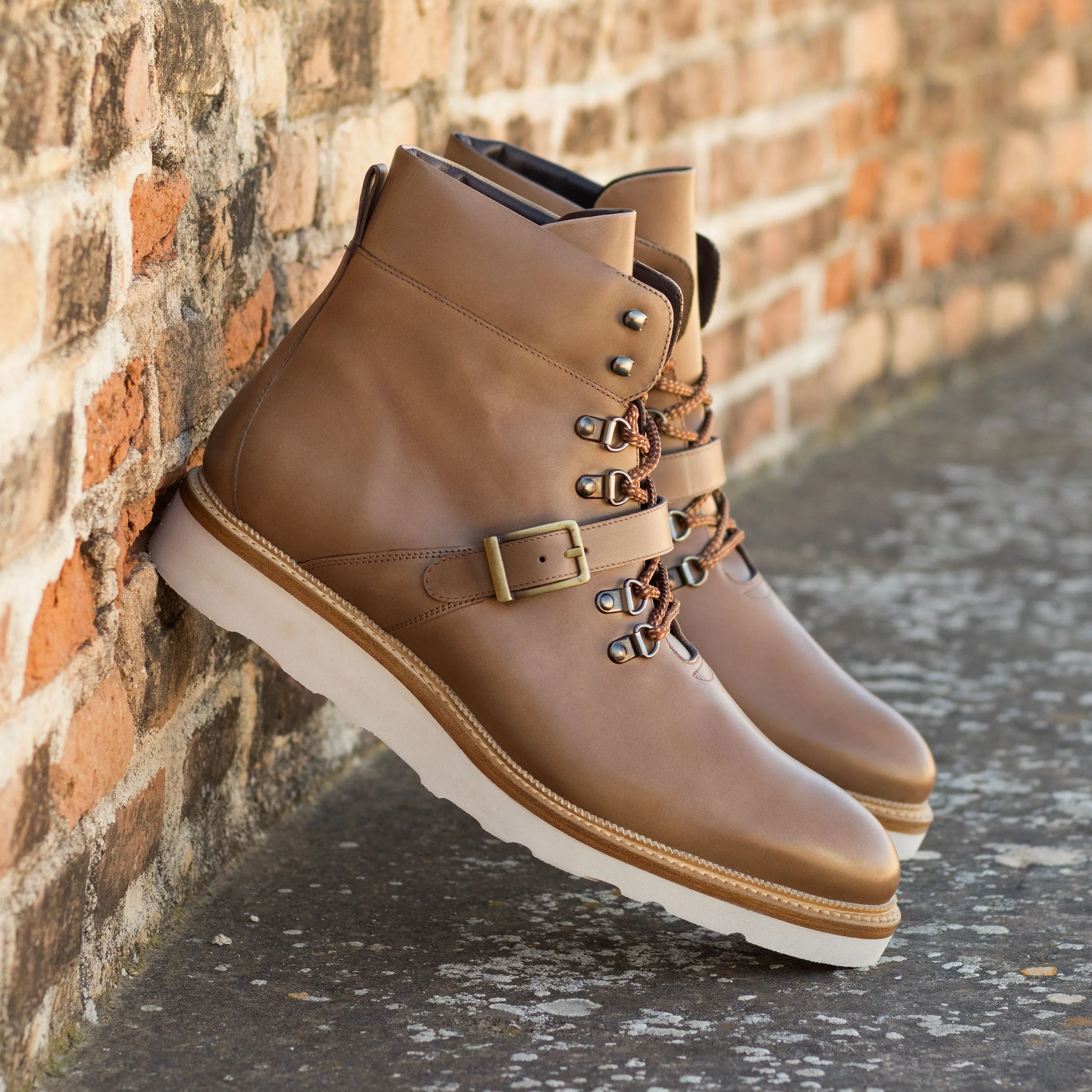 Light Brown Painted Calf Leather Hiking Boot