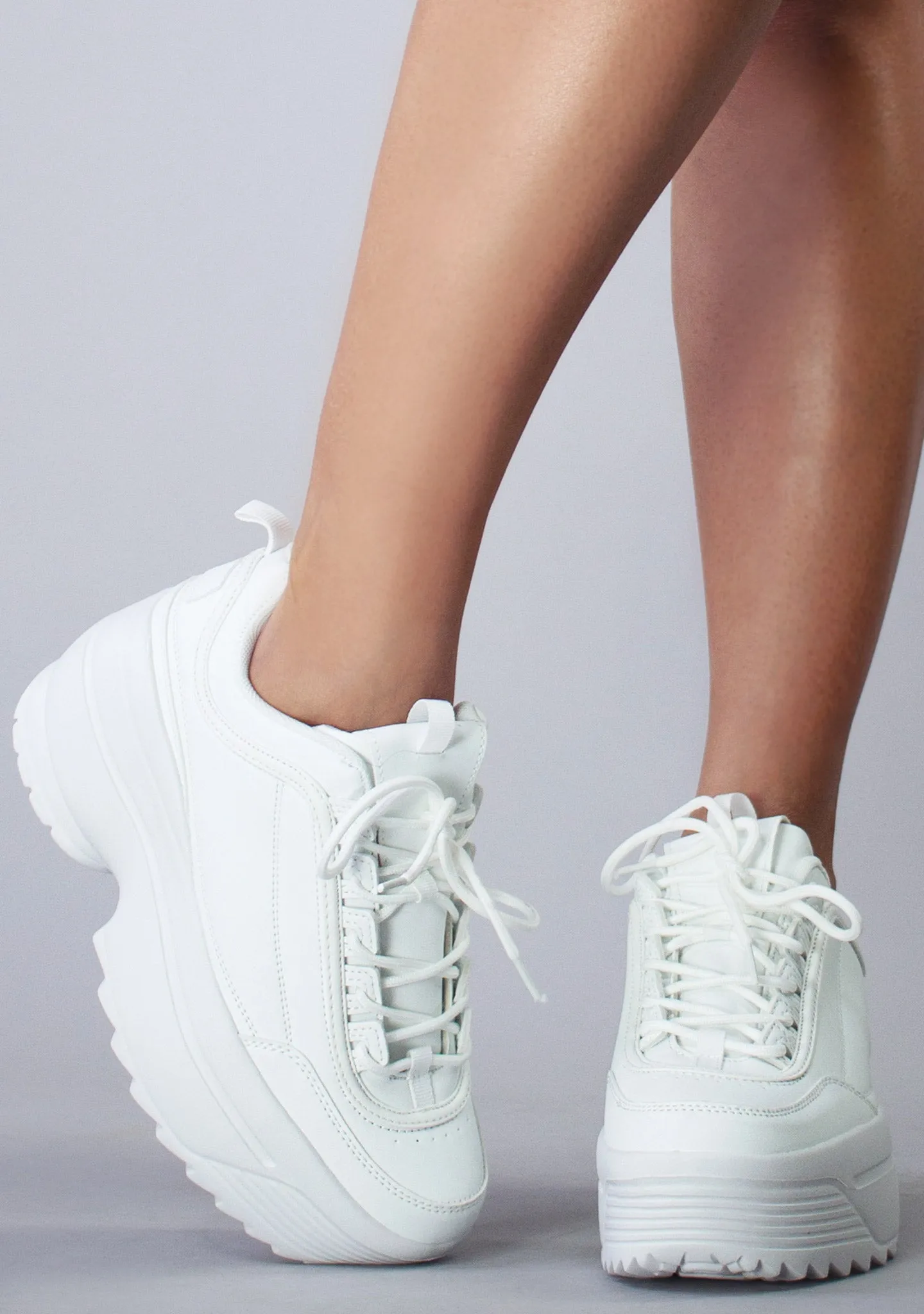 LILY 5005 Dream Cypher White Platform Sneakers