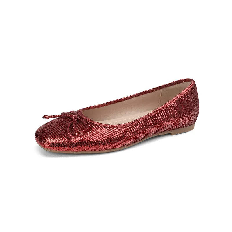 Maia Sequin Ballet Flats with Bow