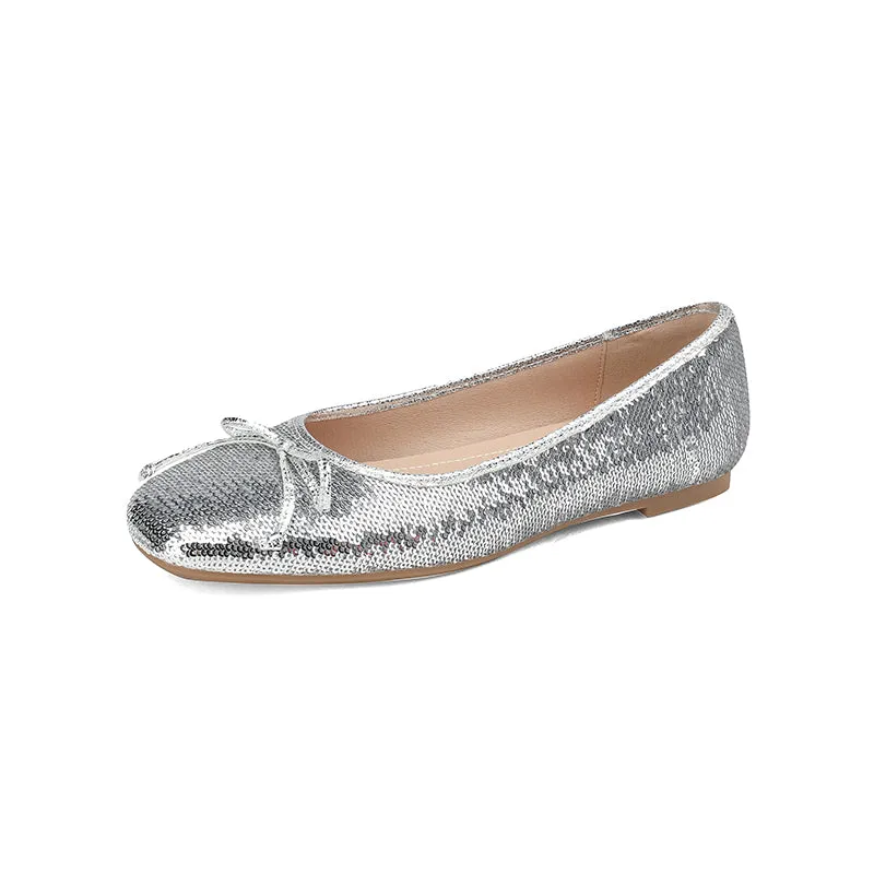 Maia Sequin Ballet Flats with Bow