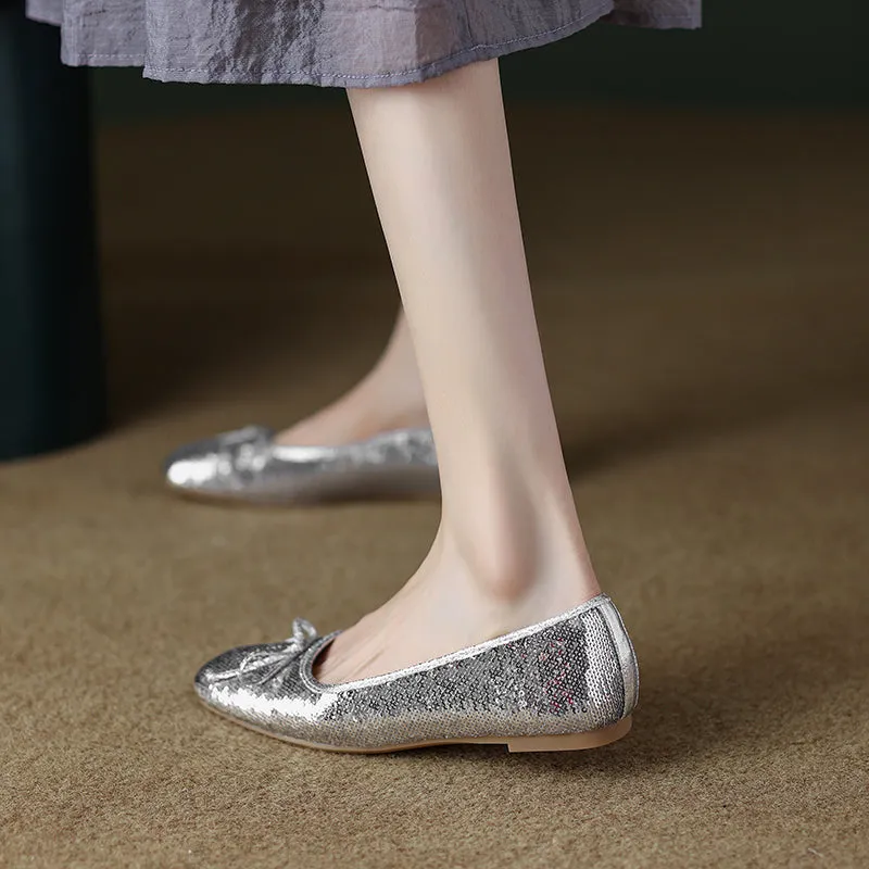 Maia Sequin Ballet Flats with Bow