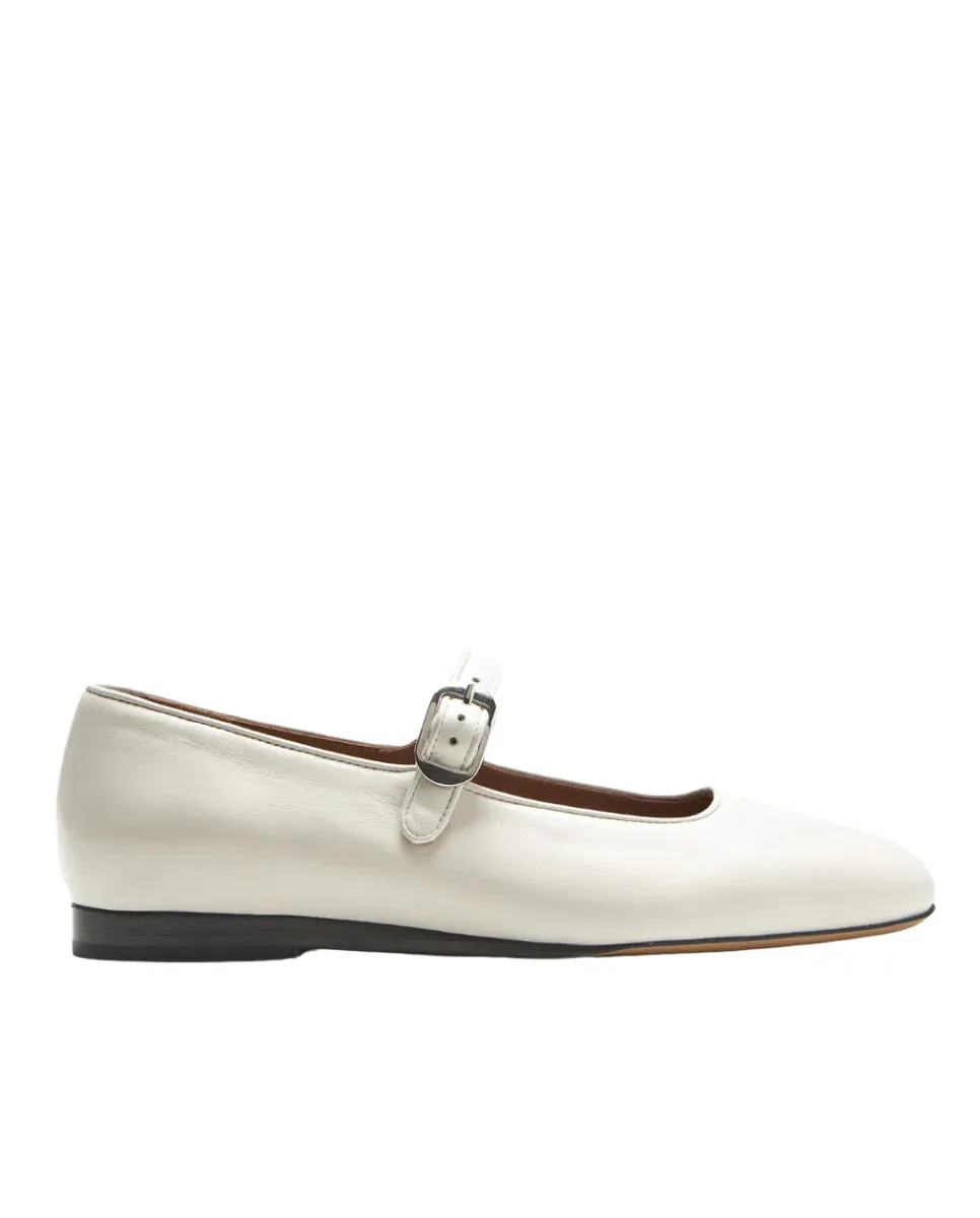 Mary Jane Ballet Flat - Ecru Leather