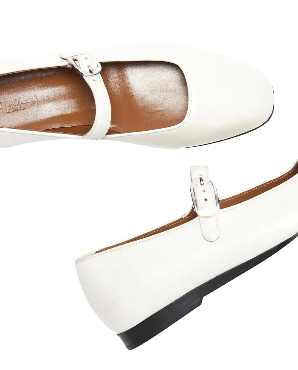 Mary Jane Ballet Flat - Ecru Leather