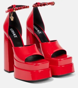 Medusa Aevitas Patent Leather Platform Sandals Versace, Red