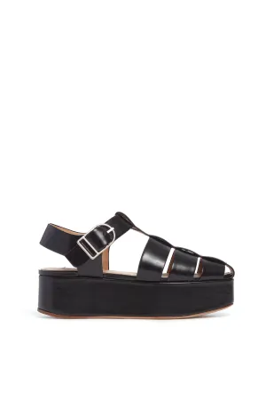 Mila Platform Sandal in Black Leather