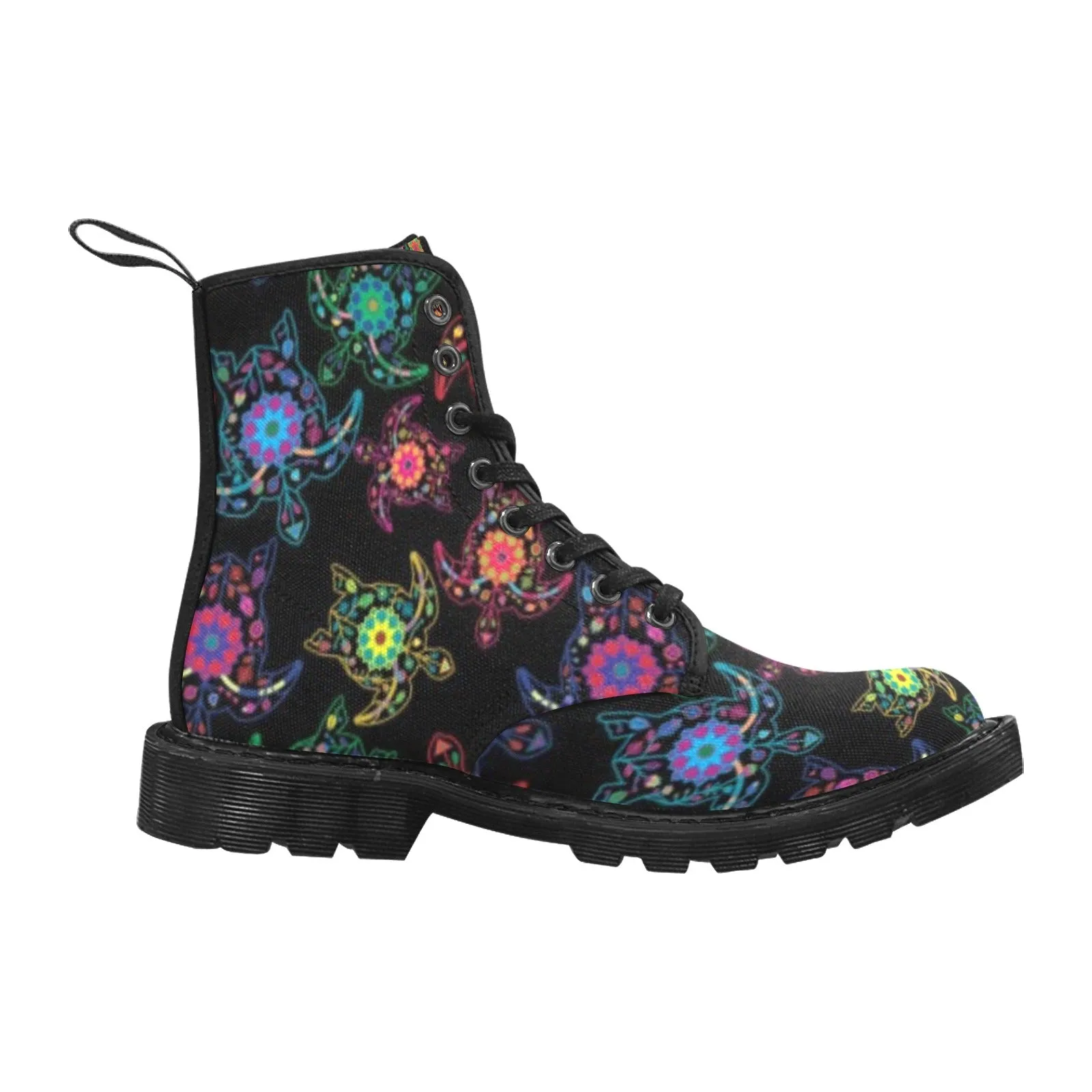 Neon Floral Turtle Boots for Women (Black)