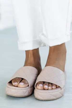 Oceana Nude Quilted Platform Slides FINAL SALE