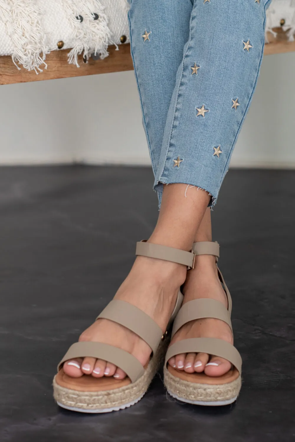 On the Doorstep Espadrille Platform Sandals in Taupe