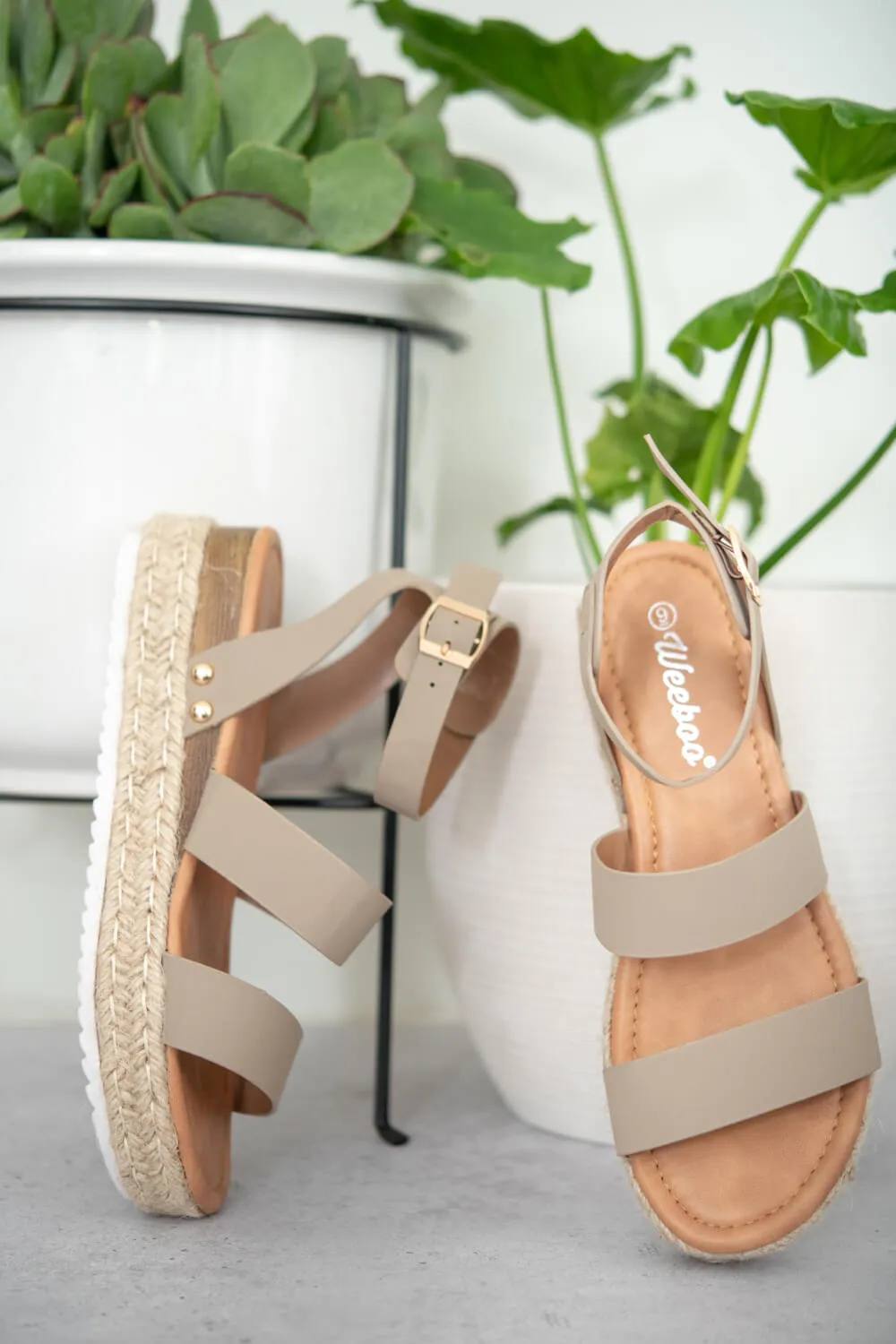 On the Doorstep Espadrille Platform Sandals in Taupe