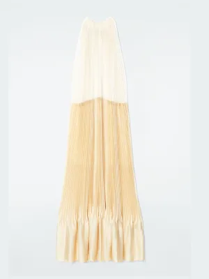 Plissé halterneck maxi dress