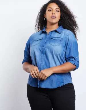 Plus Size Chambray Button Down