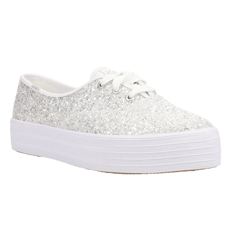 Point Glitter Lace Up Platform Sneakers