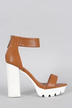 Qupid Open Toe Lug Sole Platform Heel