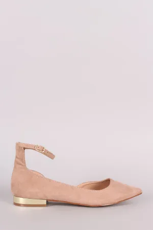 Qupid Suede Ankle Strap Dorsay Flat