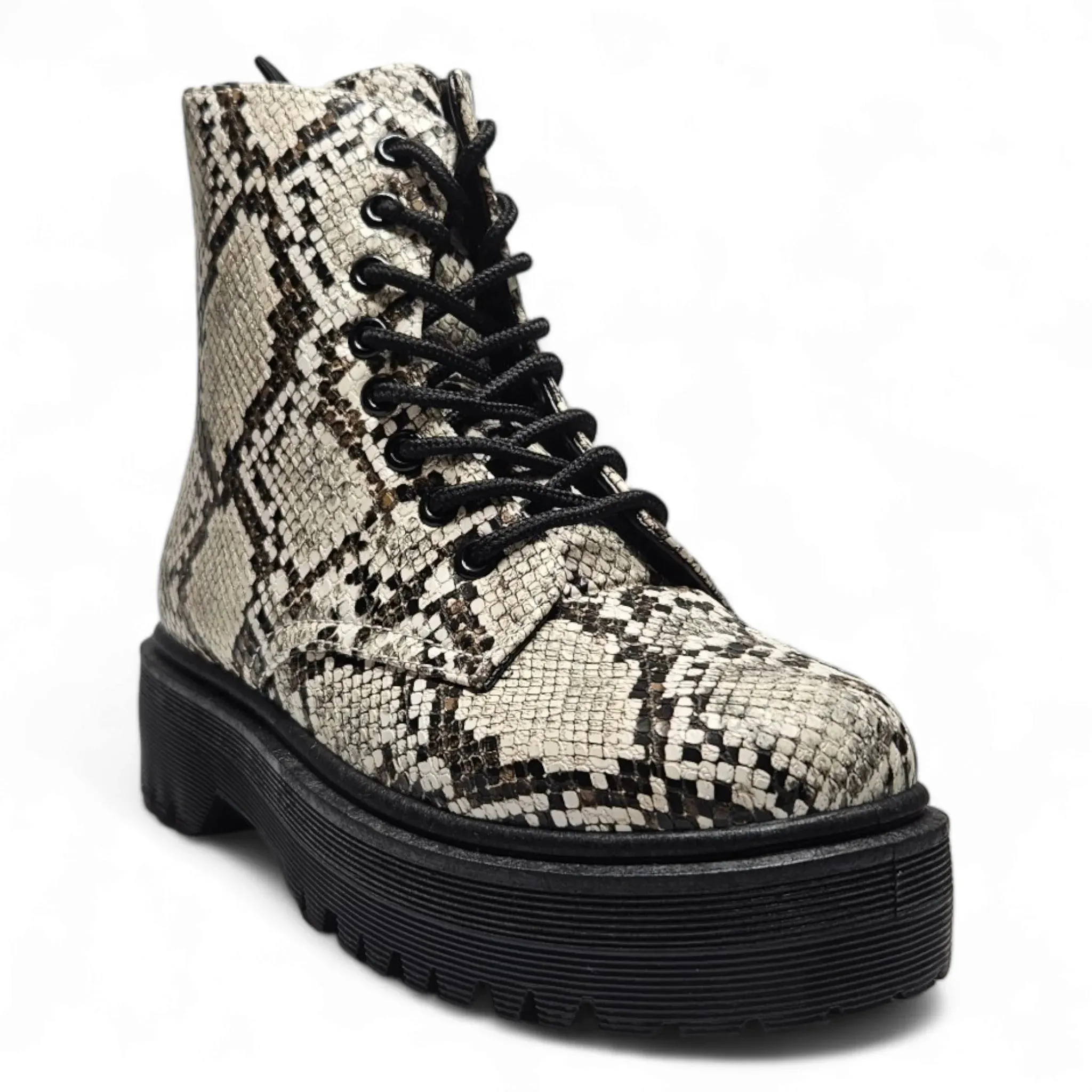 Raffi Animal Print Lace Up Combat Boot