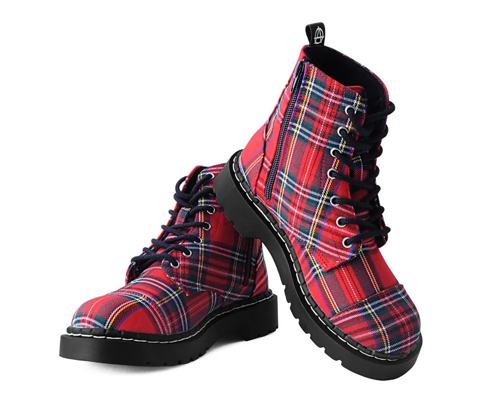 Red Plaid 7-Eye Anarchic Boot