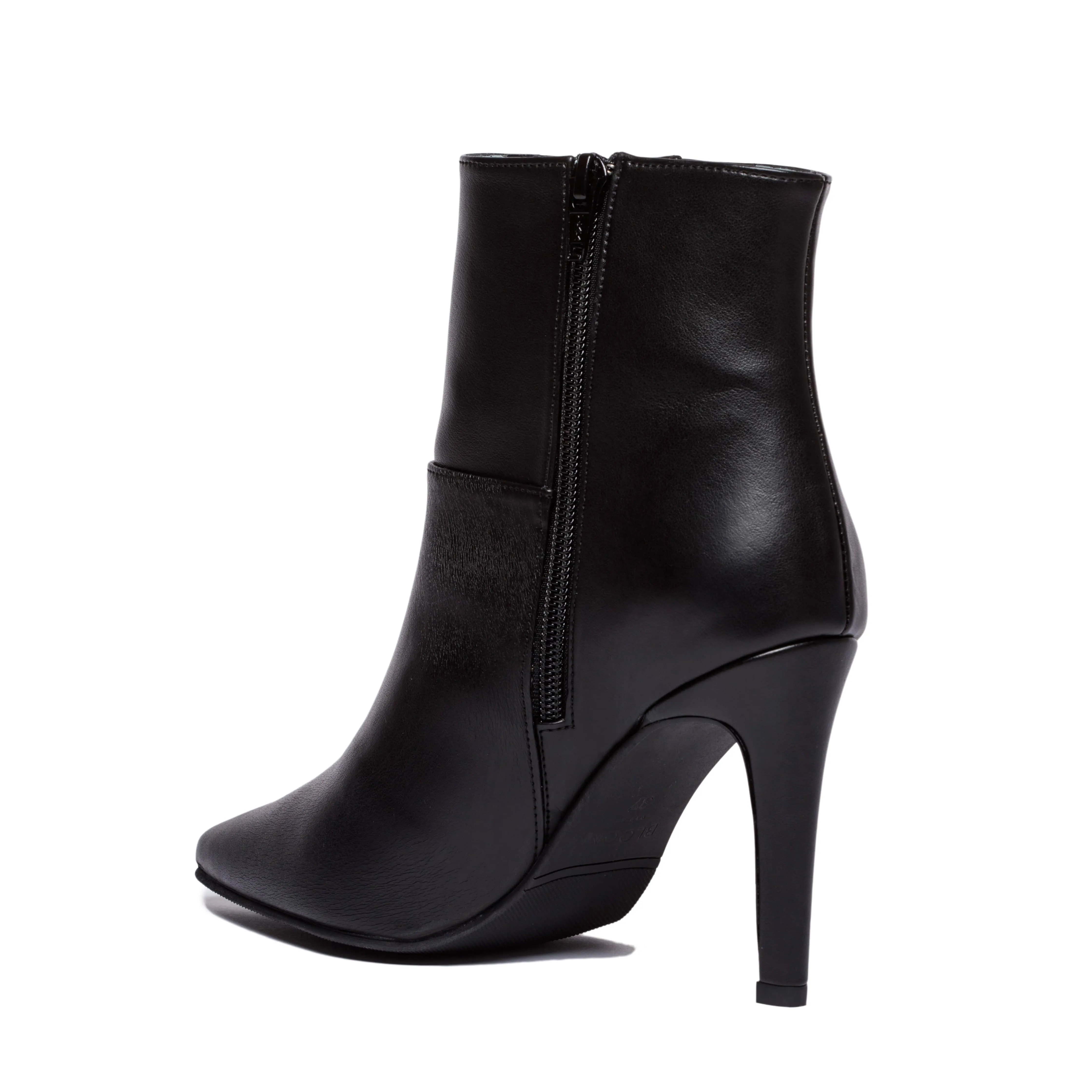 Rose Vegan Apple Leather  Heeled Ankle Boots | Black