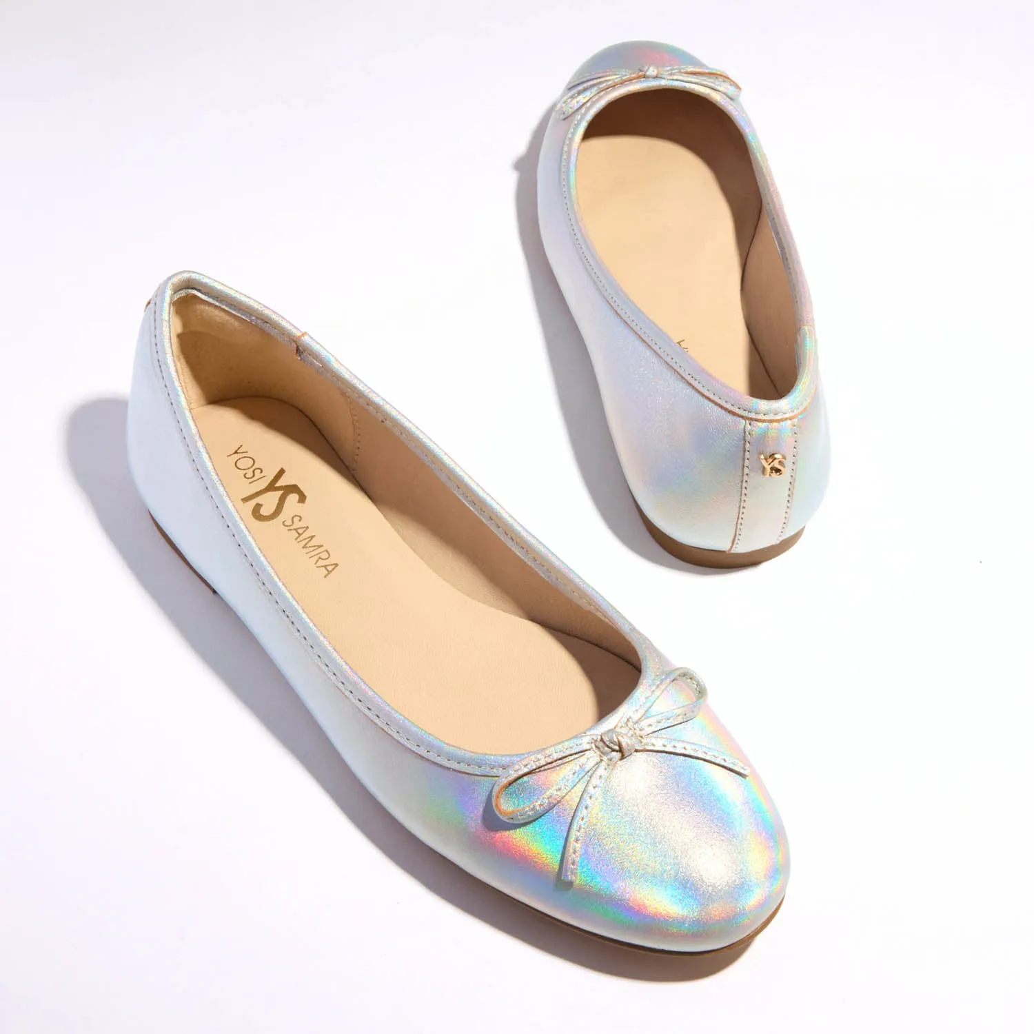 Sadie Ballet Flat in Silver Leather