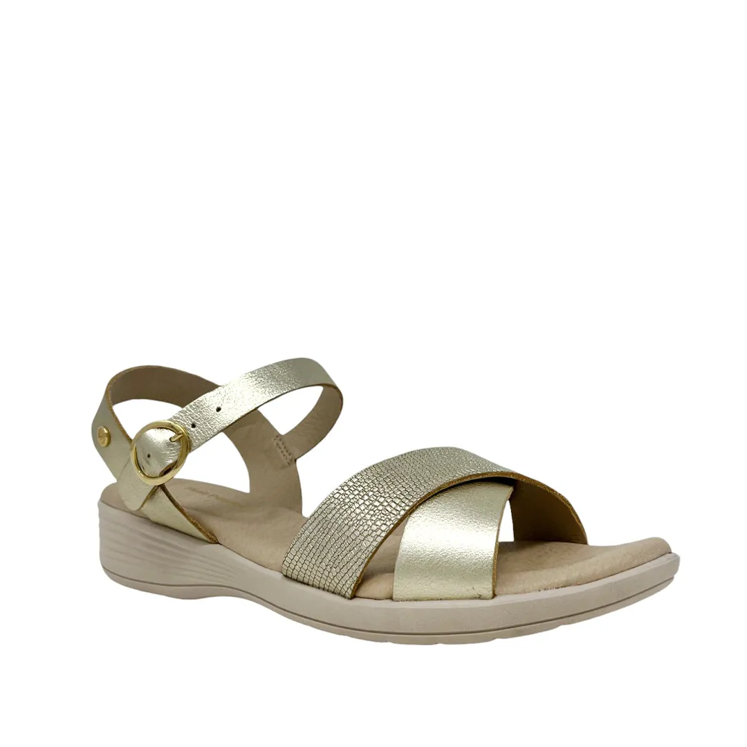 Sandalias flats Kamby dorado para mujer