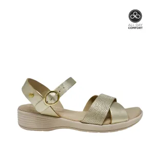 Sandalias flats Kamby dorado para mujer