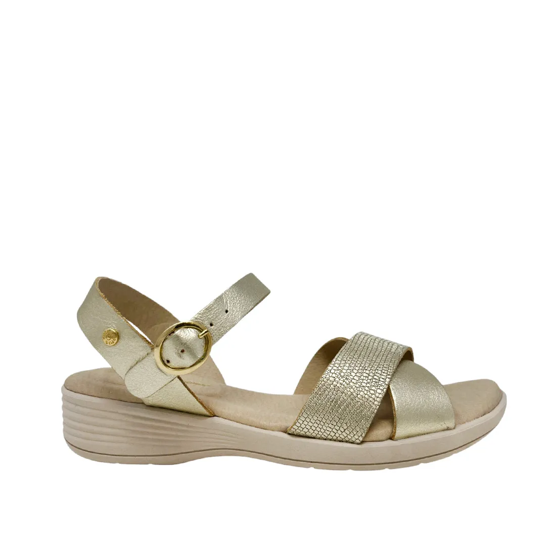 Sandalias flats Kamby dorado para mujer