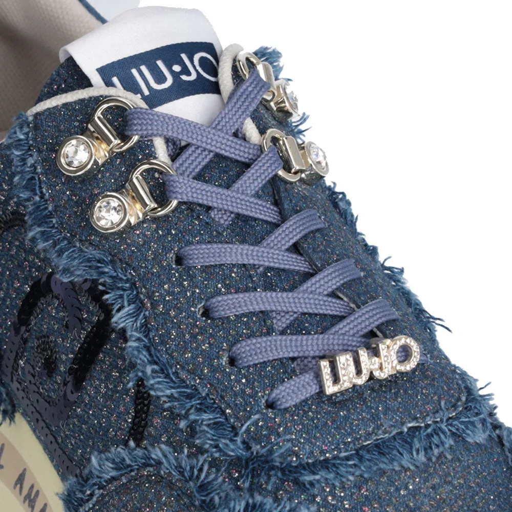 Scarpe Donna LIU JO Amazing 20 Sneakers Platform in Denim Glitter Sfrangiato