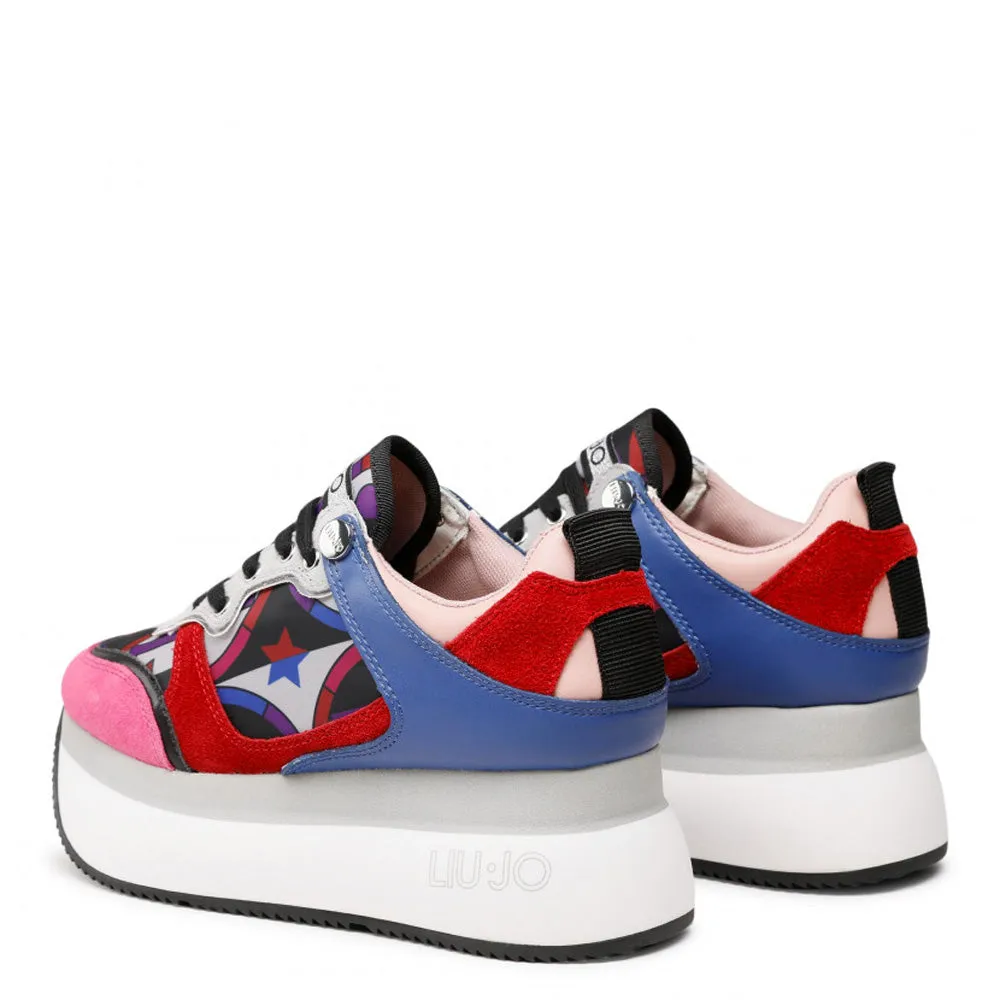 Scarpe Donna LIU JO Sneakers Maxi Platform in Suede e Nylon Multicolor Blue