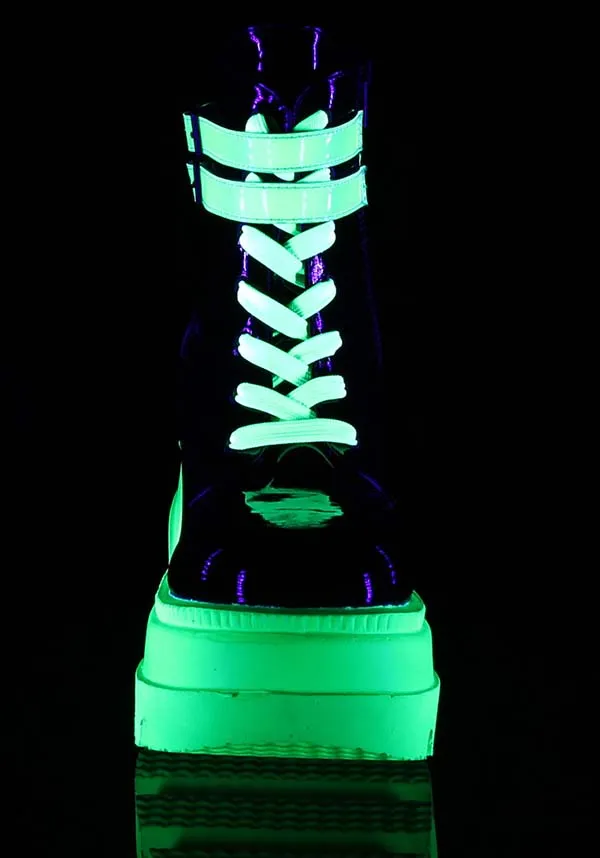 SHAKER-52 [Black/UV Green] | PLATFORM BOOTS [PREORDER]