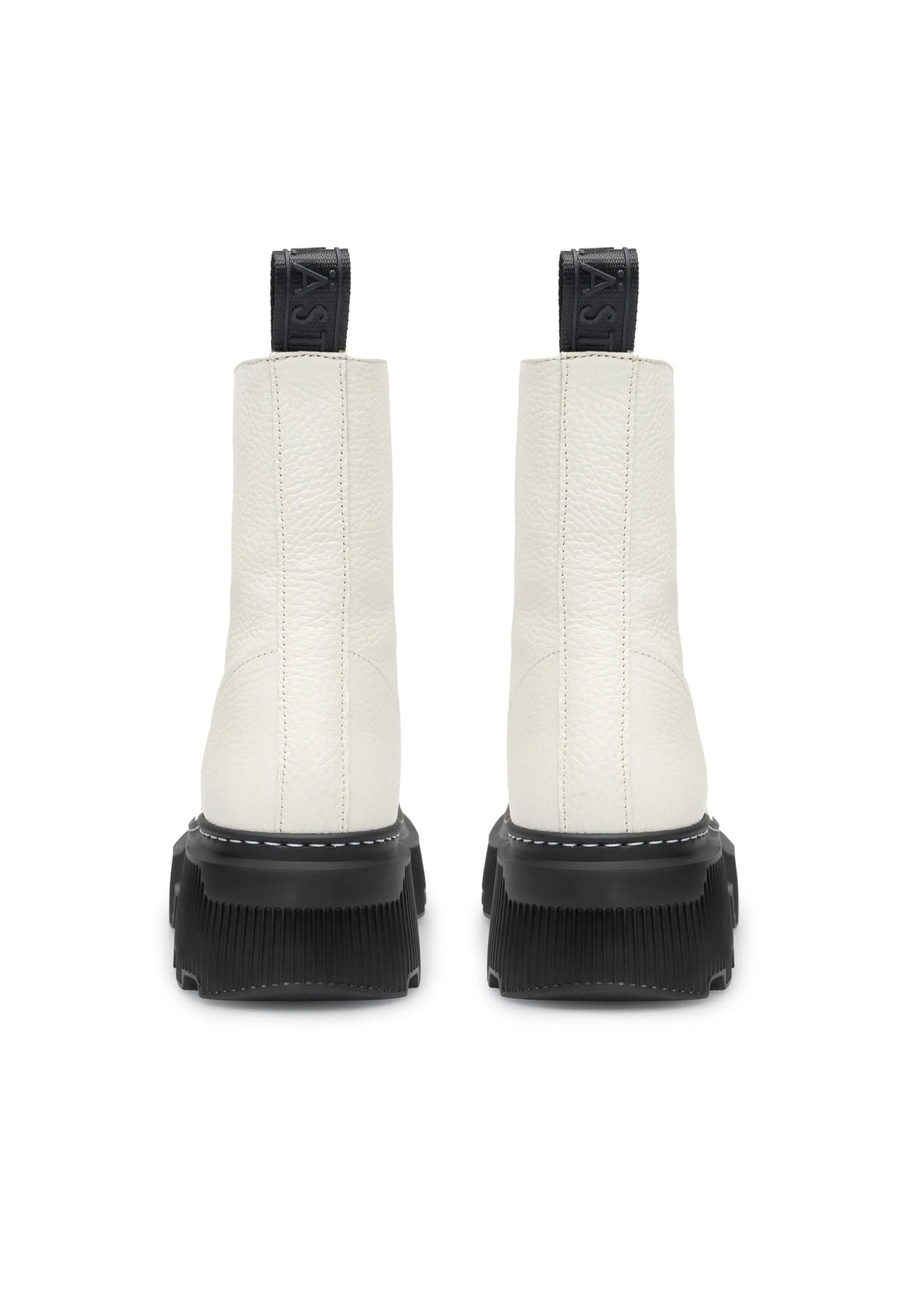 Shane Off White Front Zip Leather Boots