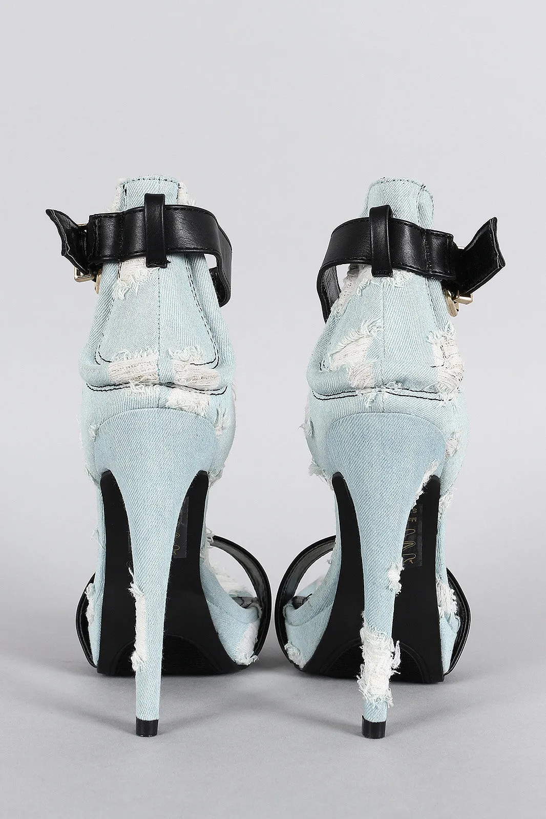 Shoe Republic LA Distressed Denim Platform Heel