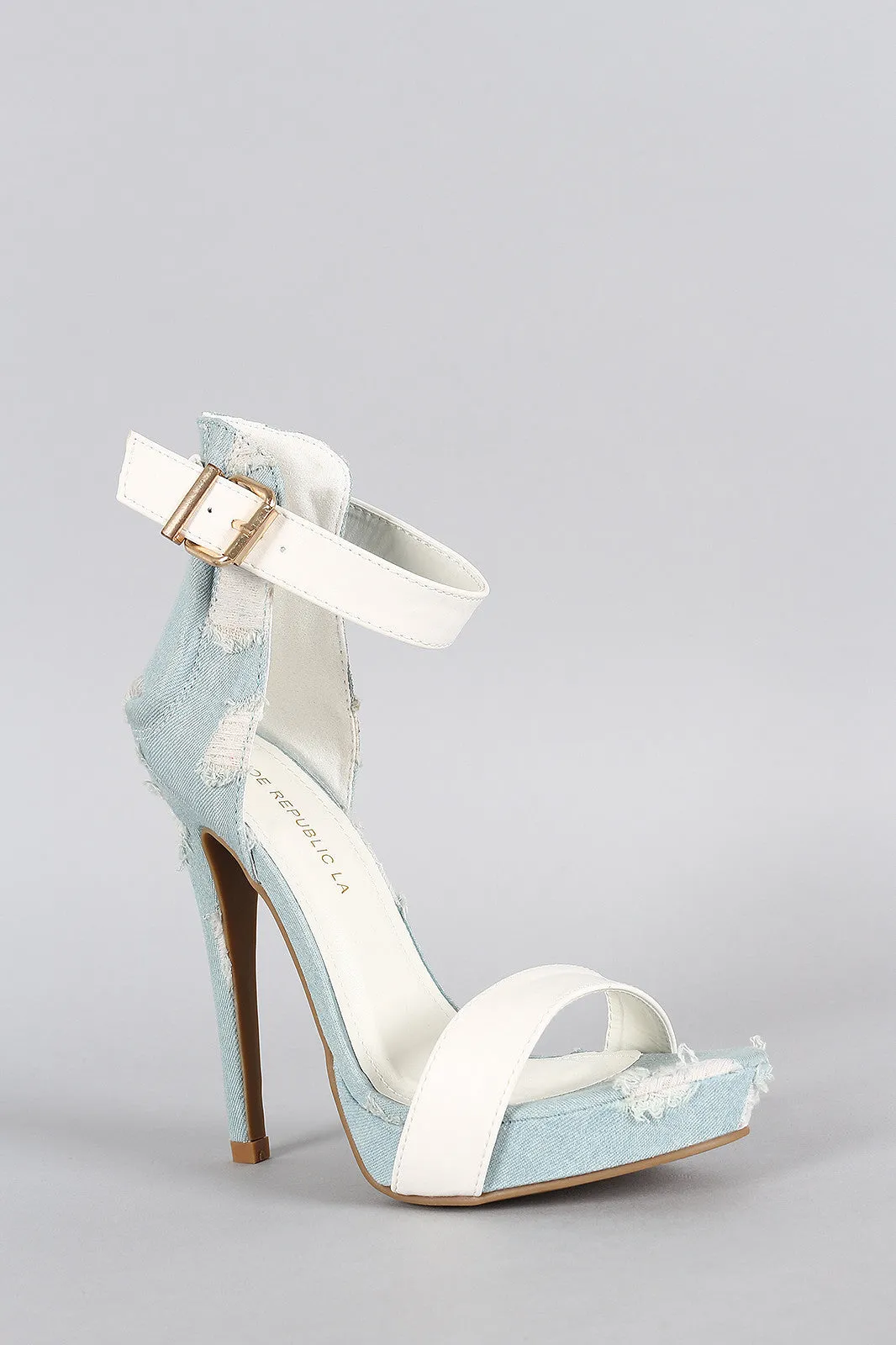 Shoe Republic LA Distressed Denim Platform Heel