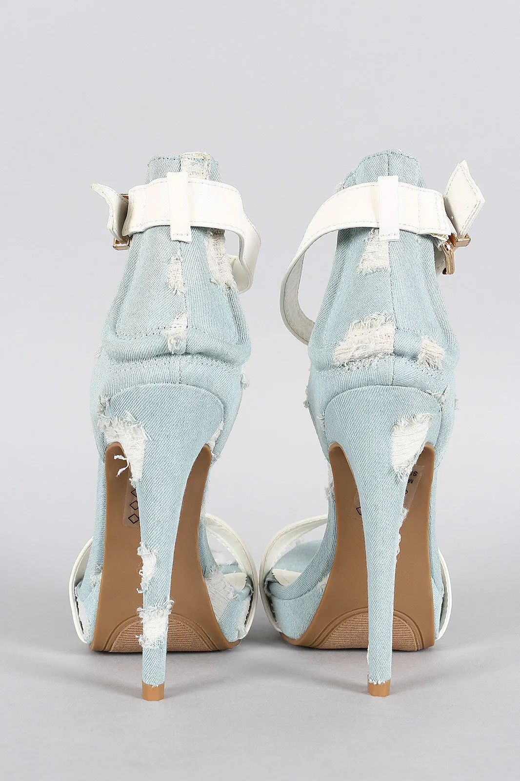 Shoe Republic LA Distressed Denim Platform Heel